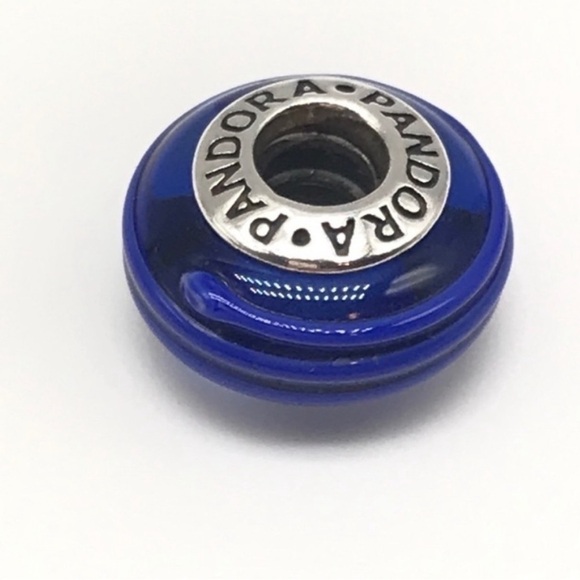 Pandora Blue Ribbon Murano Glass Rare Retired Bead Charm - Picture 2 of 5